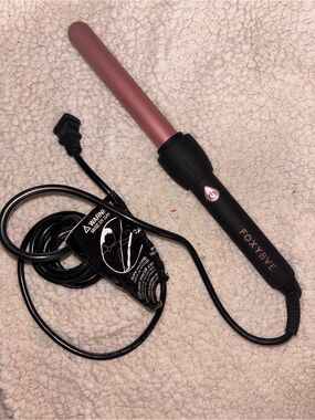 FOXYBAE Rose Gold 1” Curling Wand Hair Curler Black Pink Ceramic Barrel